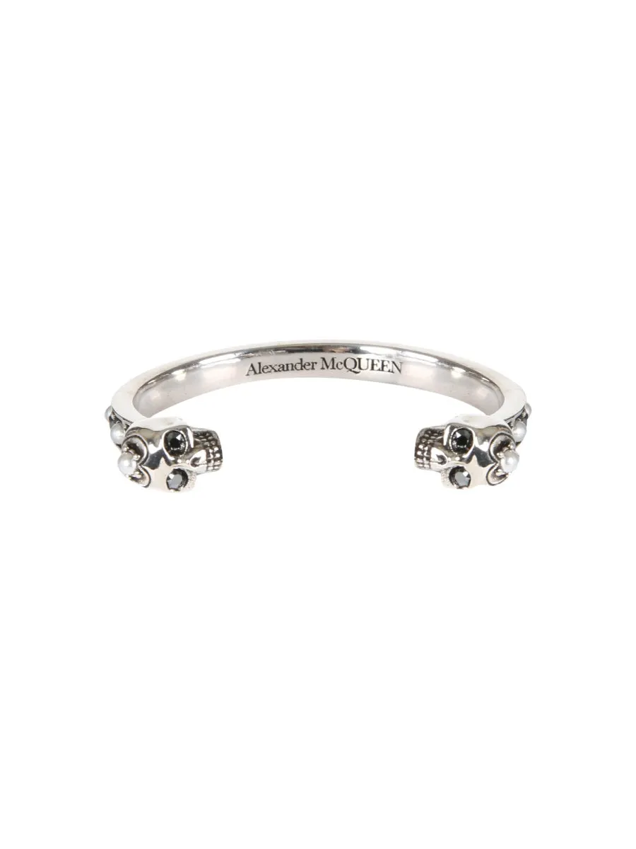 Alexander McQueen Crystal Skull Logo Detailed Bracelet