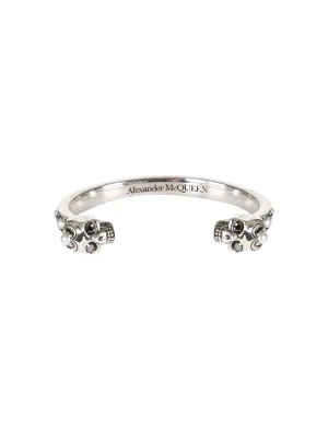 Alexander McQueen Crystal Skull Logo Detailed Bracelet