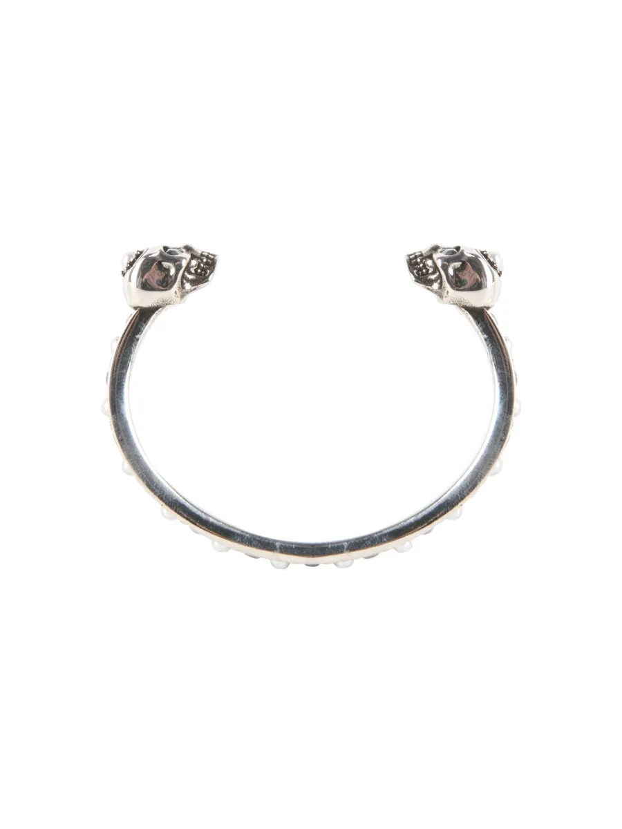 Alexander McQueen Crystal Skull Logo Detailed Bracelet