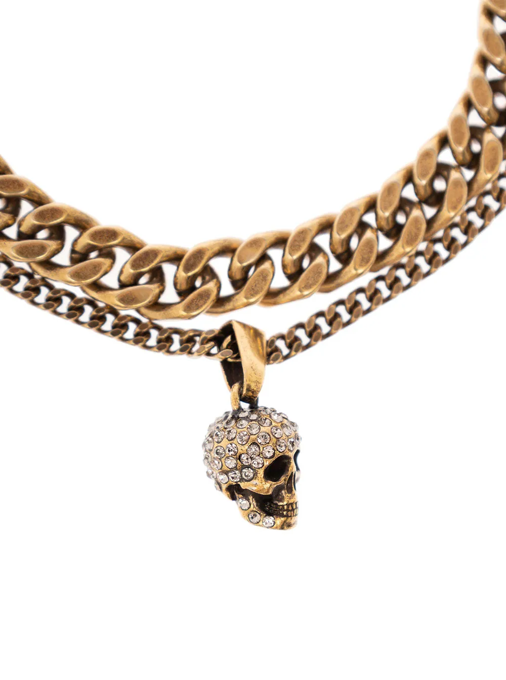 Alexander McQueen Double Chain Skull Embellished Bracelet