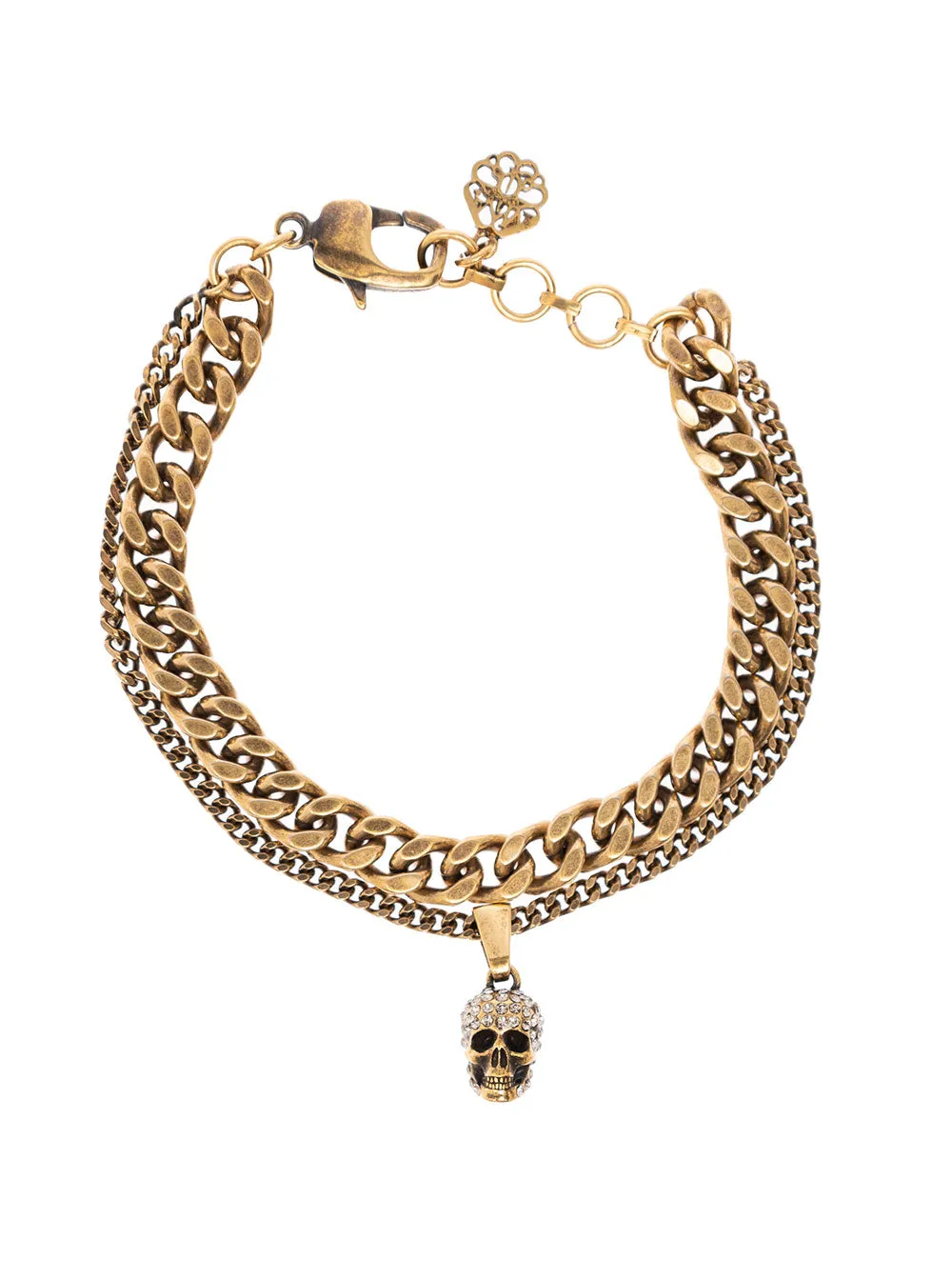 Alexander McQueen Double Chain Skull Embellished Bracelet