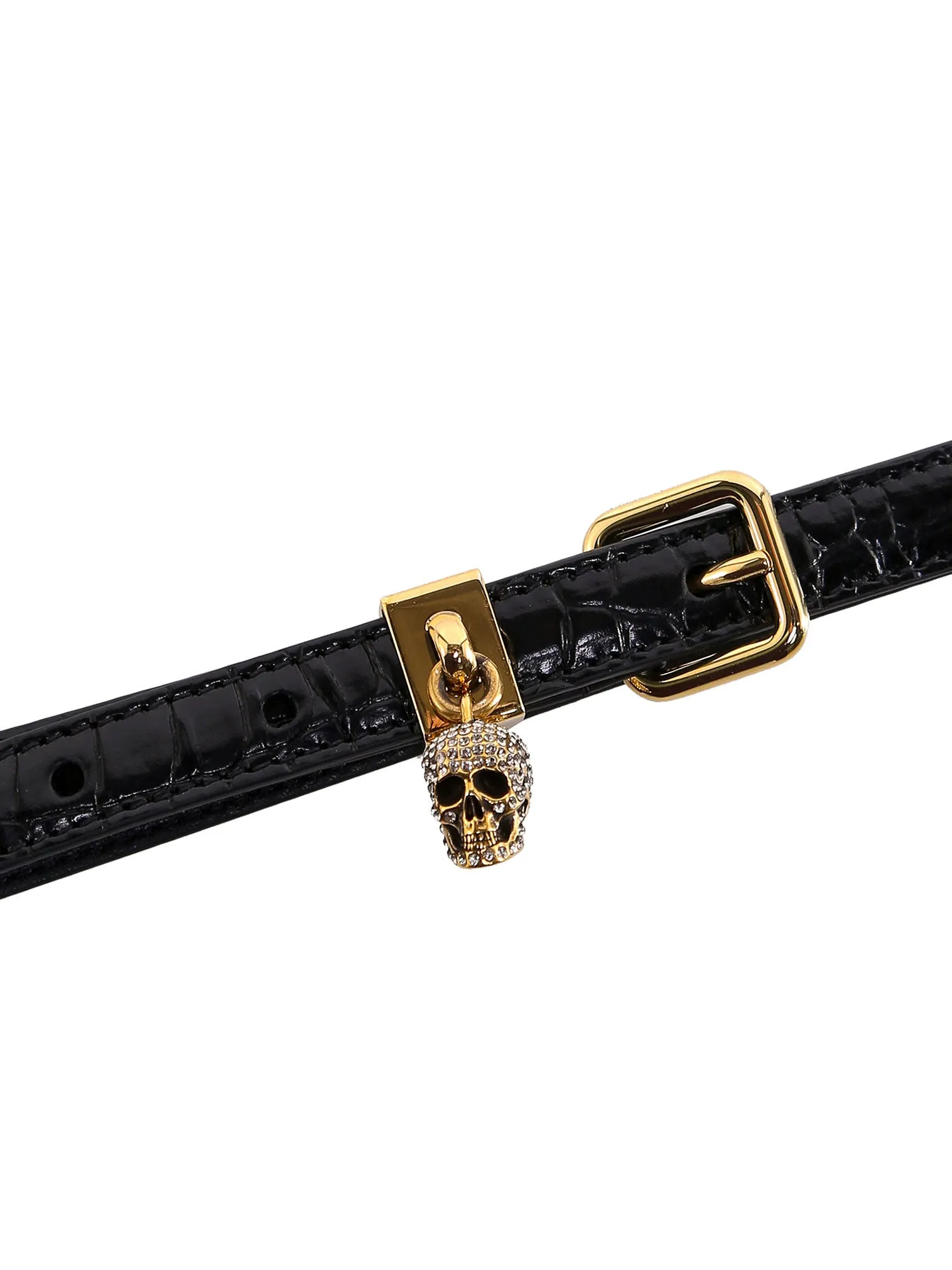 Alexander McQueen Embellished Skull Embossed Belt
