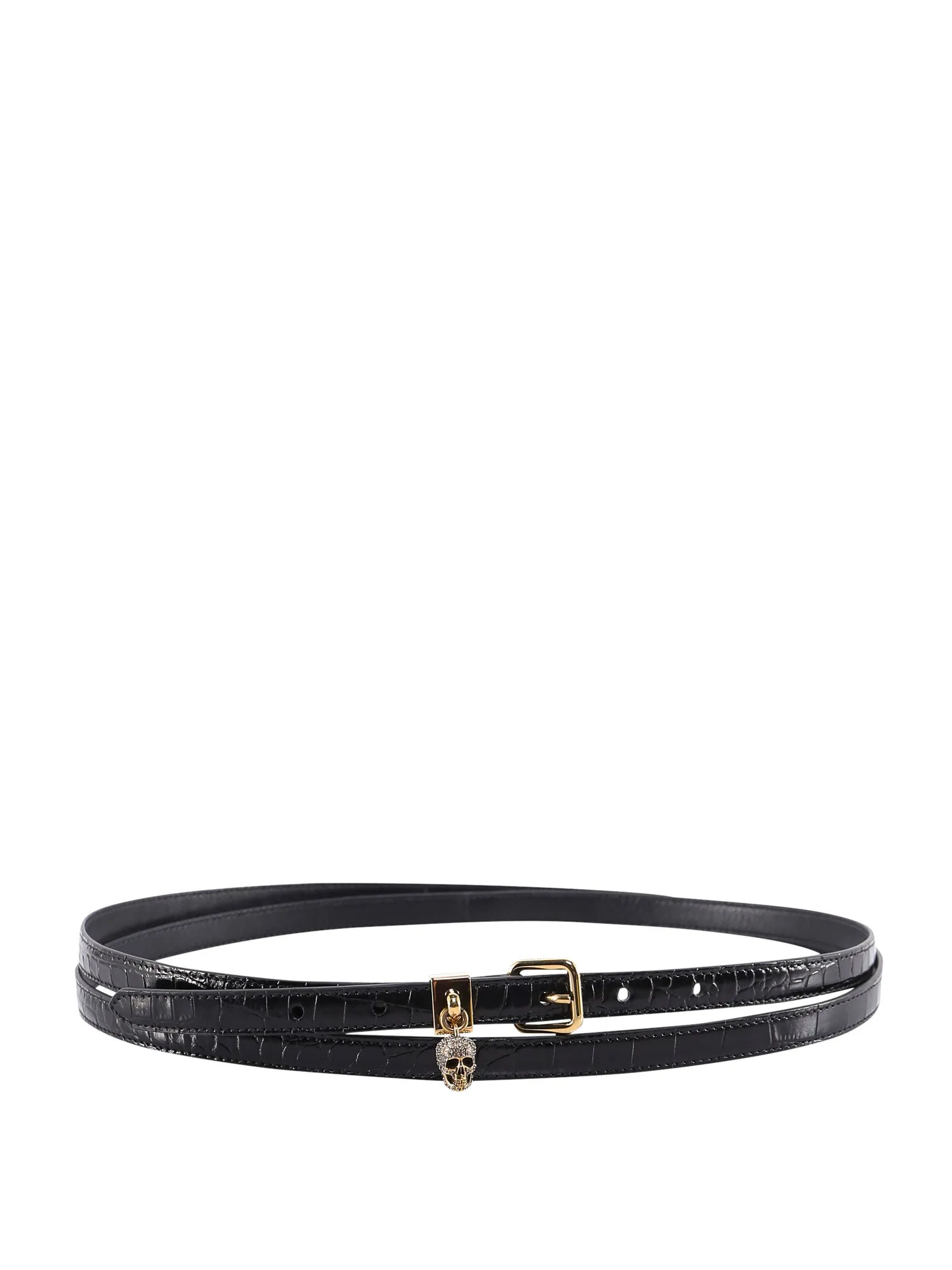 Alexander McQueen Embellished Skull Embossed Belt