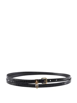 Alexander McQueen Embellished Skull Embossed Belt