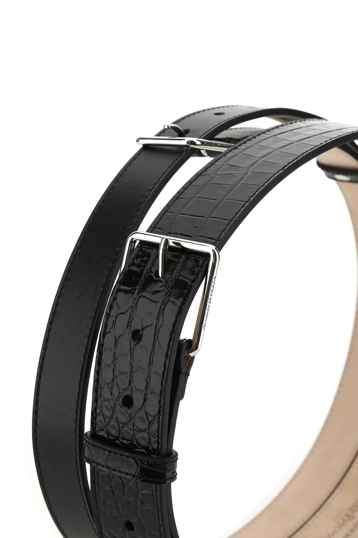 Alexander McQueen Embossed Double Buckle Belt