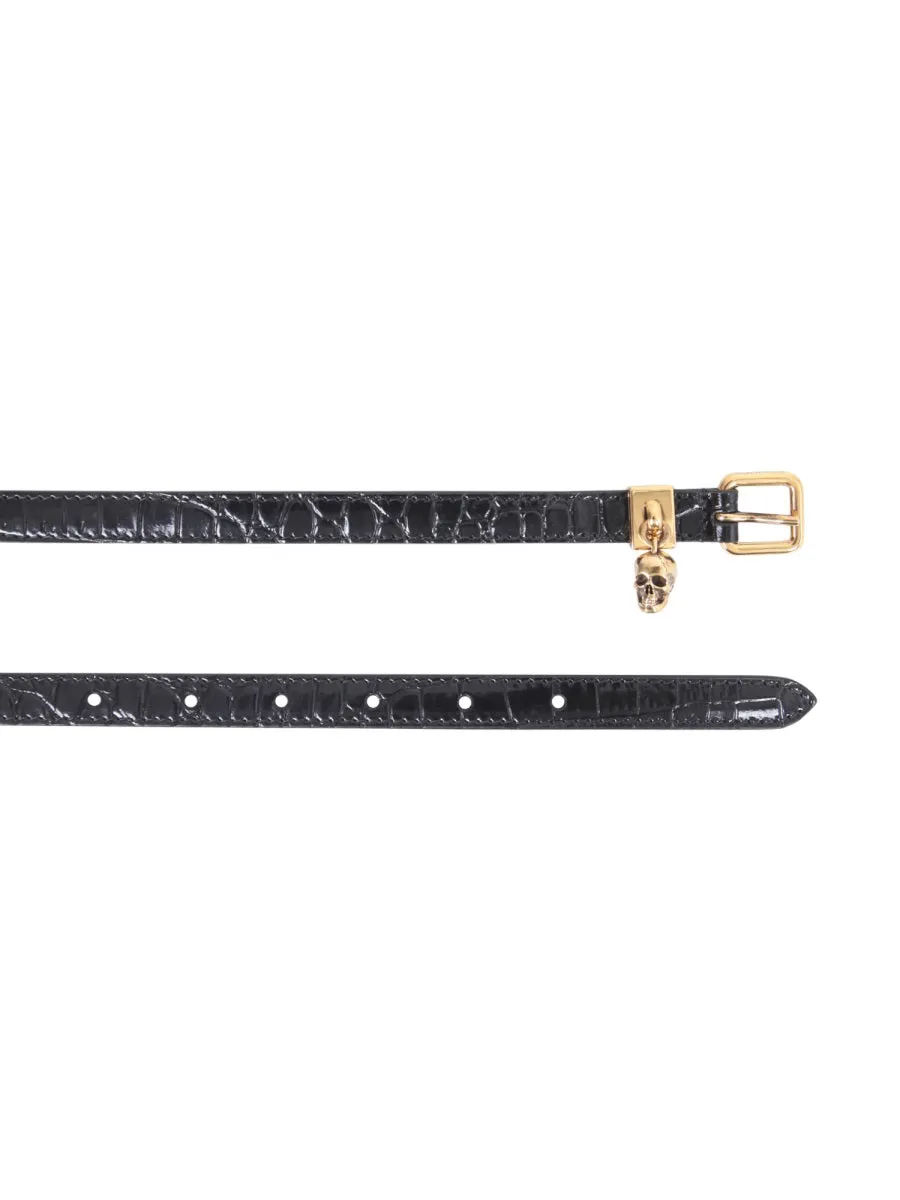 Alexander McQueen Embossed Effect Thin Belt