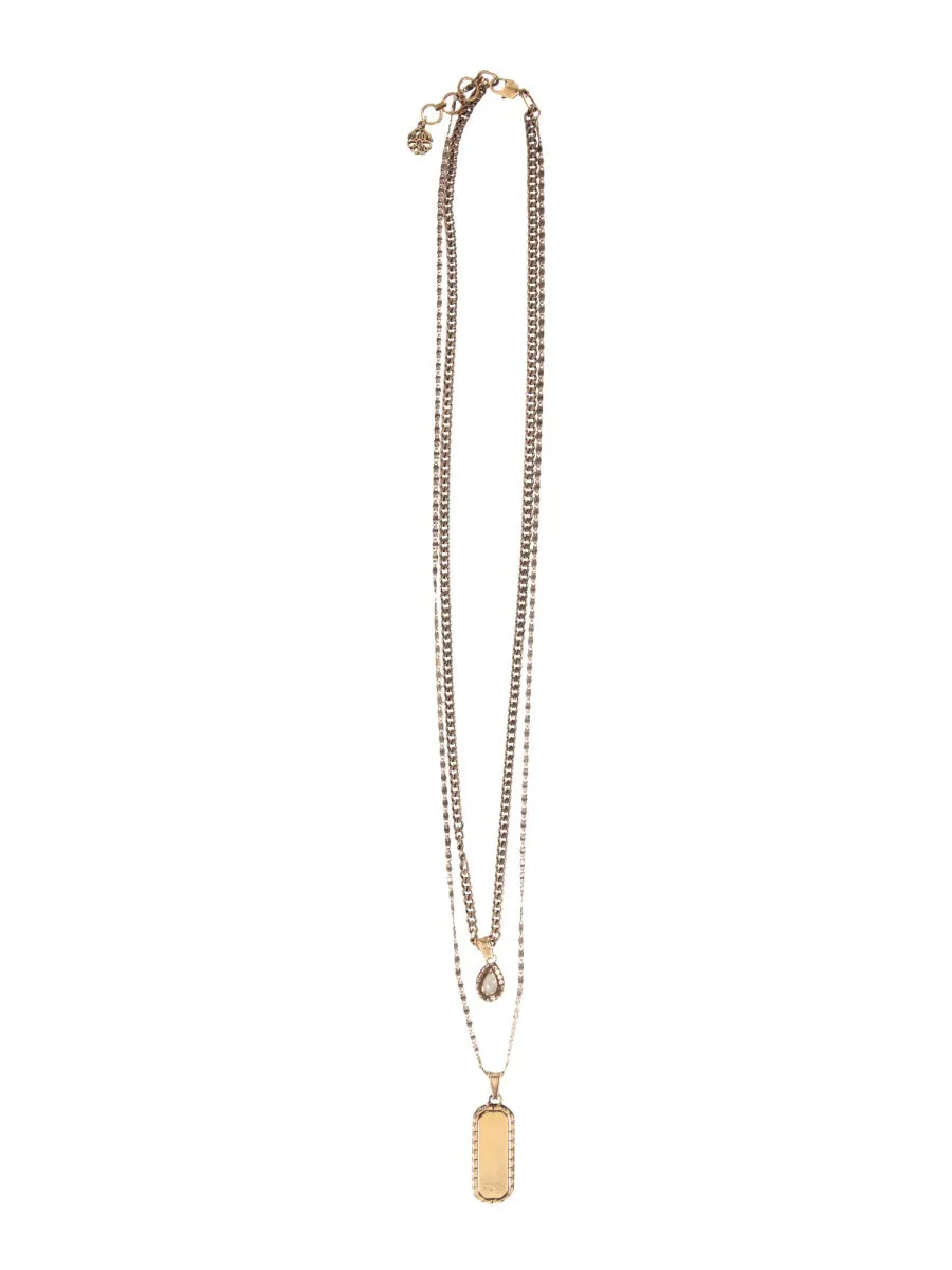Alexander McQueen Logo Engraved Layered Necklace