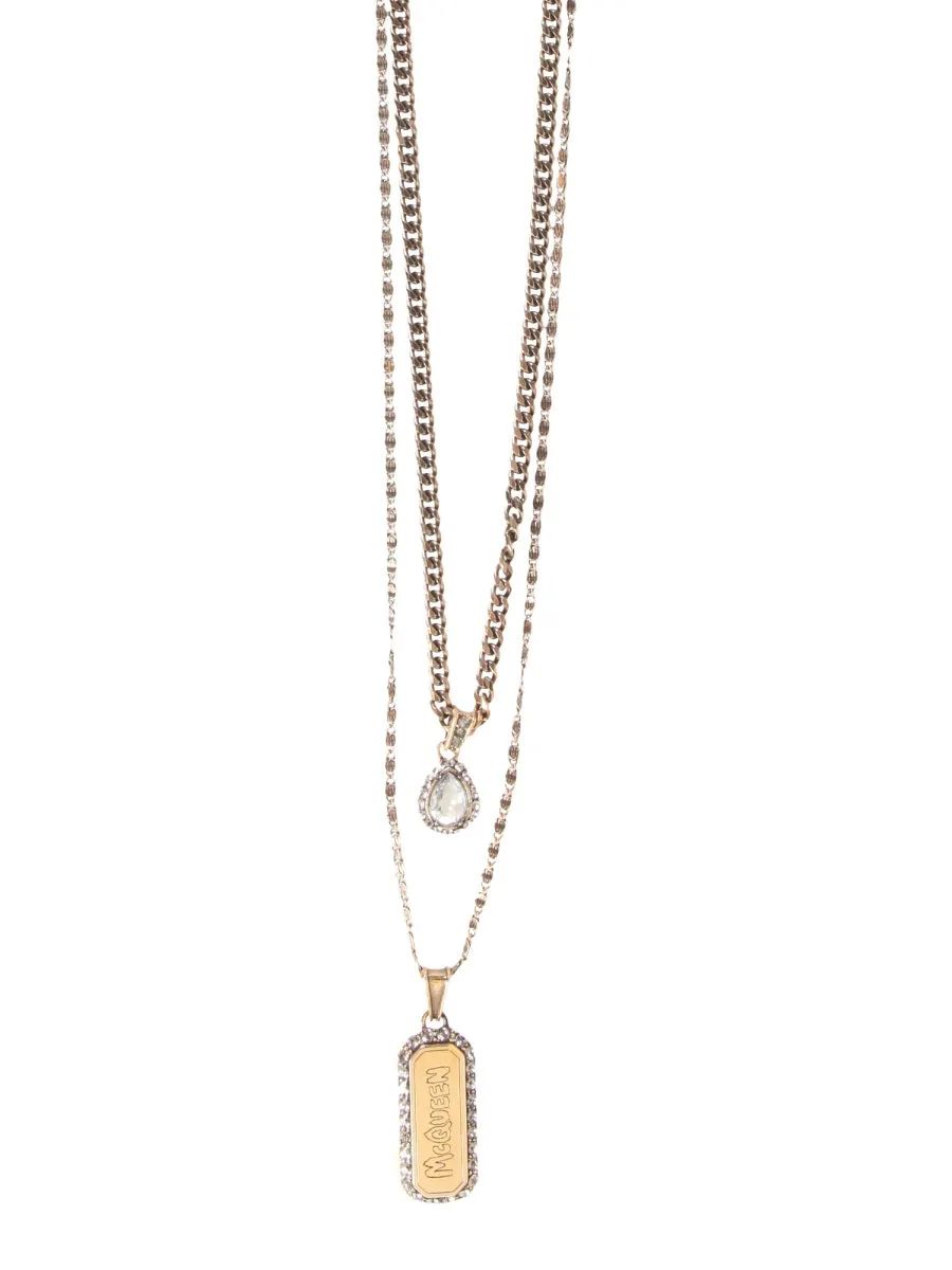 Alexander McQueen Logo Engraved Layered Necklace
