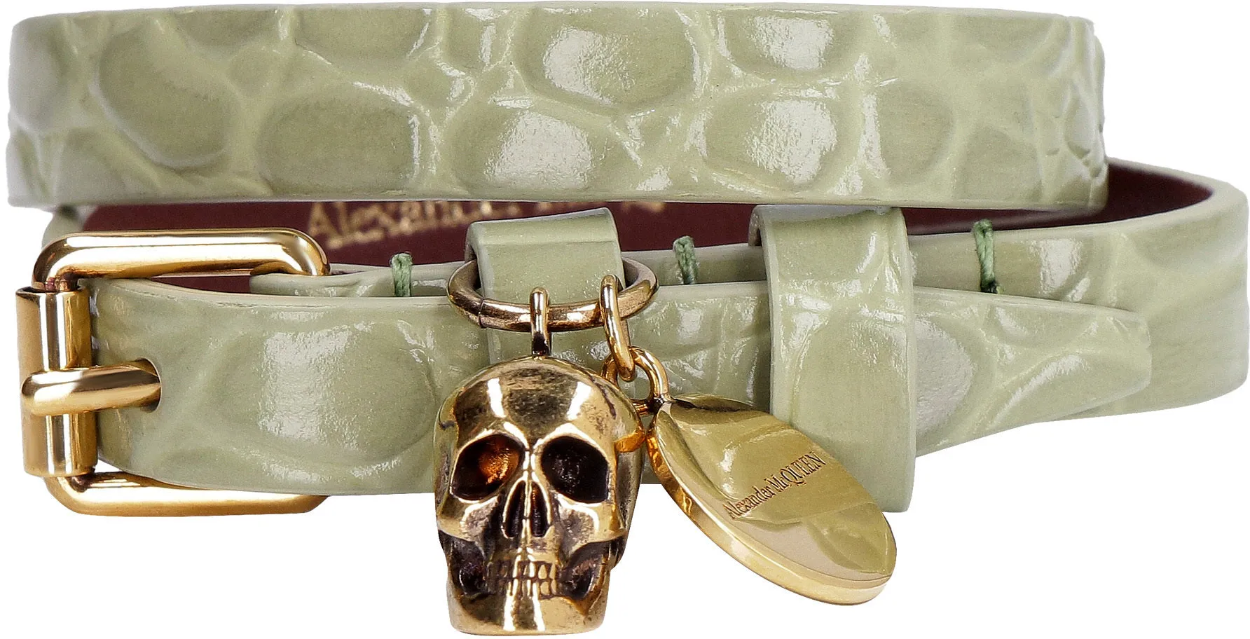 Alexander McQueen Skull Logo Plate Embossed Bracelet