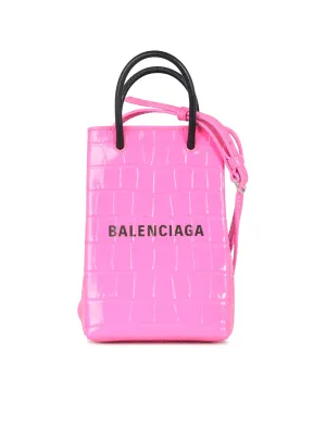 Balenciaga Logo Print Embossed Phone Holder