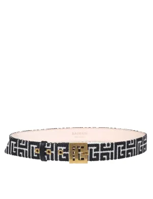 Balmain Bicolor Jacquard PB Buckle Belt