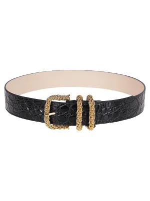 By Far Embossed Chain Buckle Belt