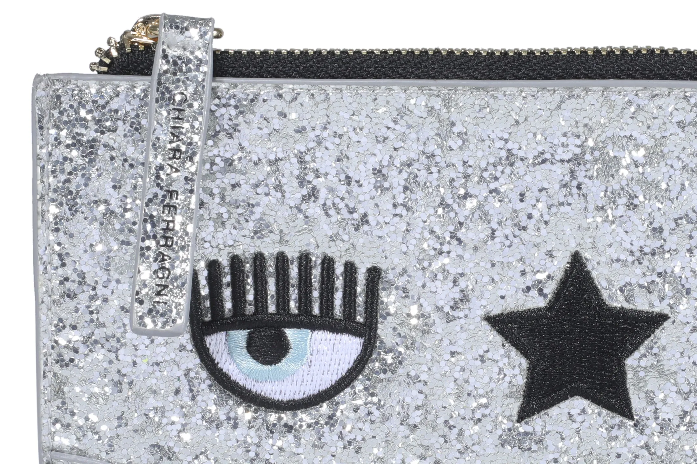 Chiara Ferragni Logo-Patch Glittered Zipped Wallet