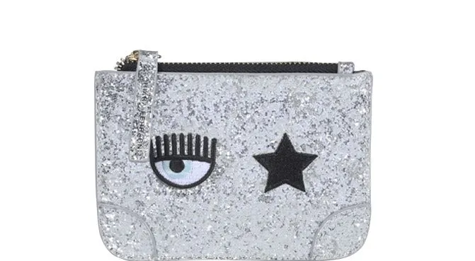 Chiara Ferragni Logo-Patch Glittered Zipped Wallet