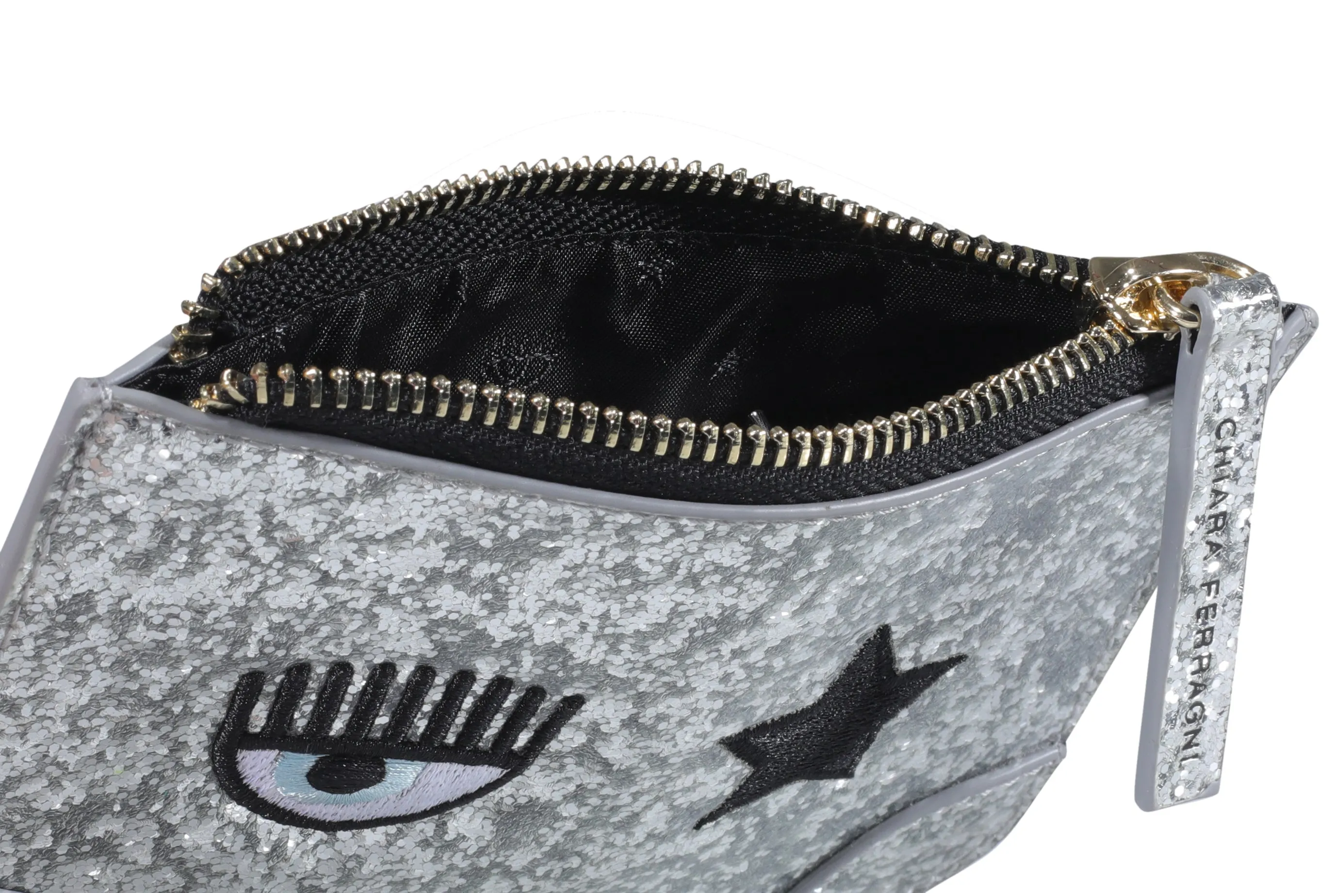 Chiara Ferragni Logo-Patch Glittered Zipped Wallet