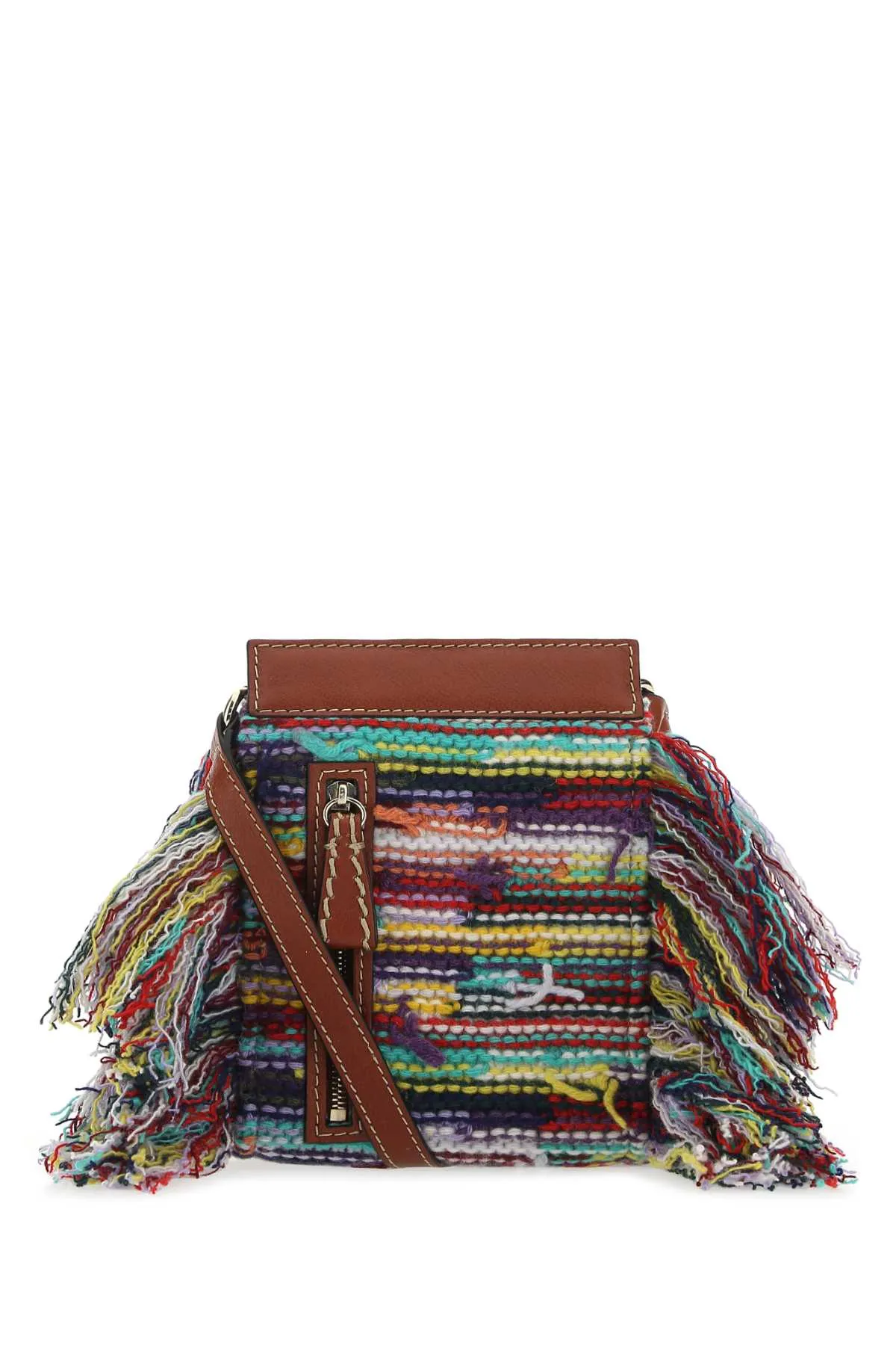 Chlo Logo Embossed Paneled Knitted Phone Bag