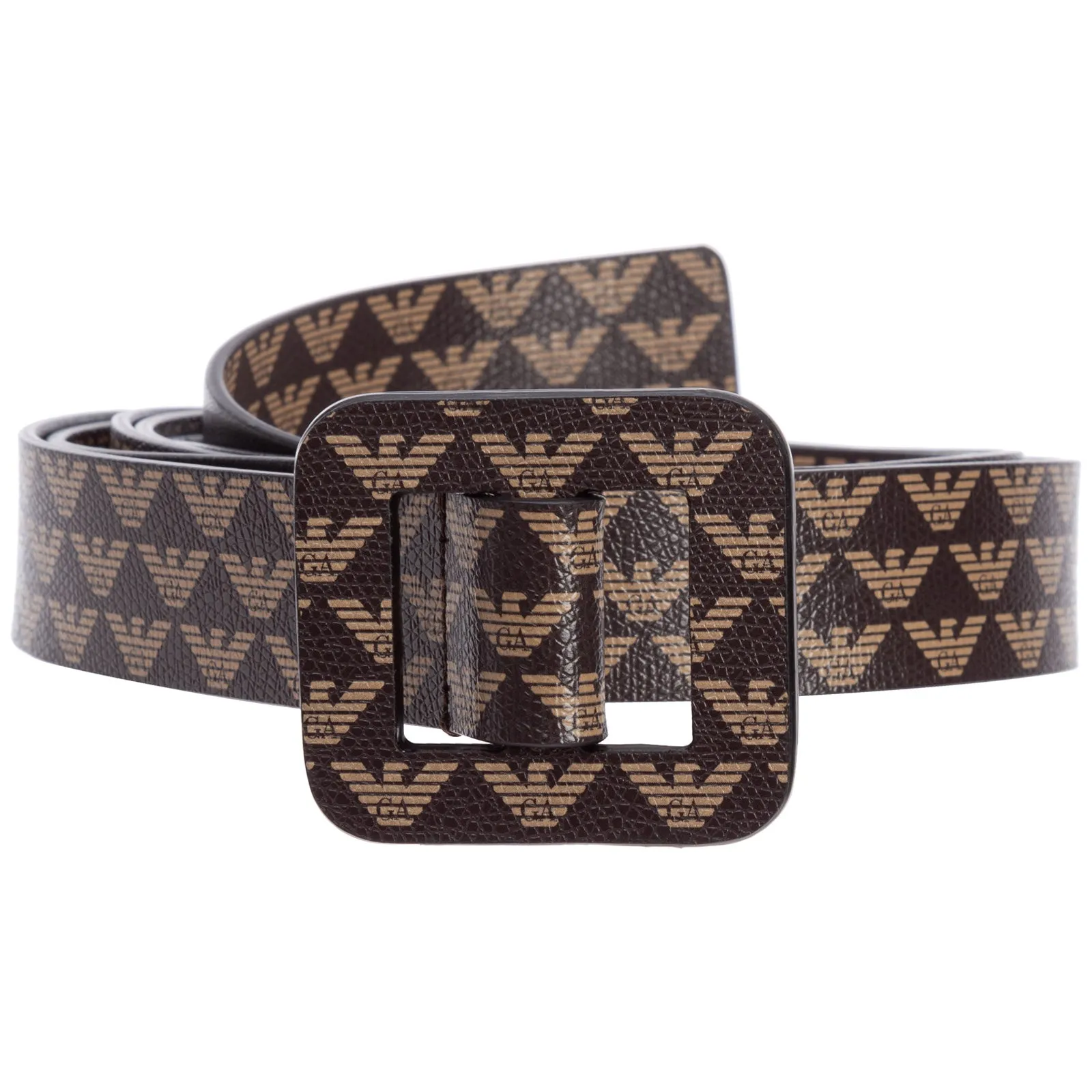 Emporio Armani Allover Logo Printed Buckle Belt