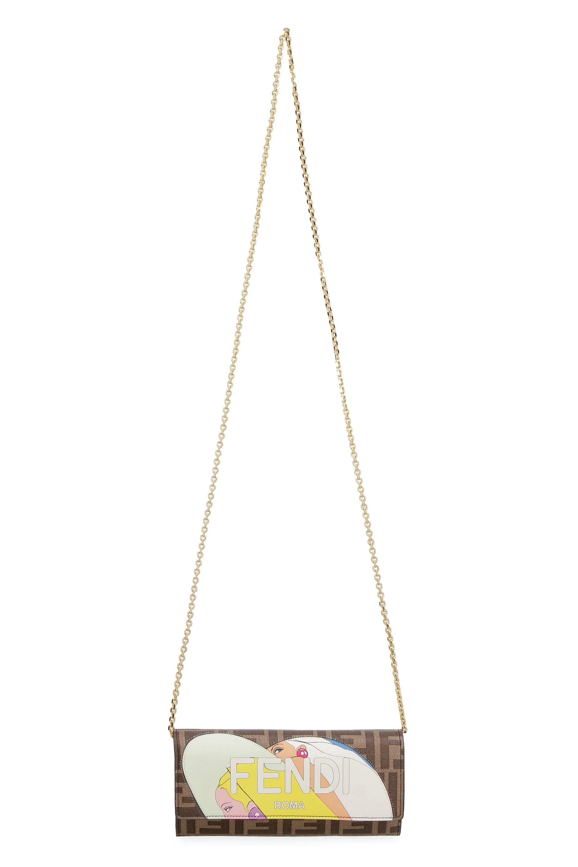 Fendi Allover FF Logo Chain Wallet