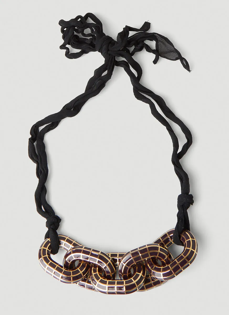 Jil Sander Mosaic Chain Grid Patterned Necklace