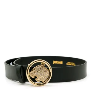 Just Cavalli Tiger Head Plaque Buckle Belt