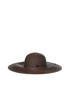 Maison Michel Blanche Logo Plaque Capeline Hat