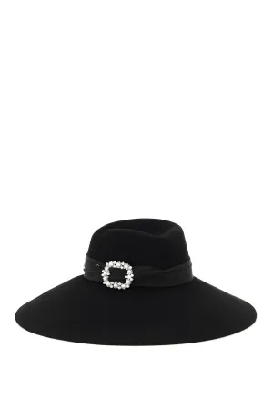 Maison Michel Embellished Buckle Wide-Brim Hat