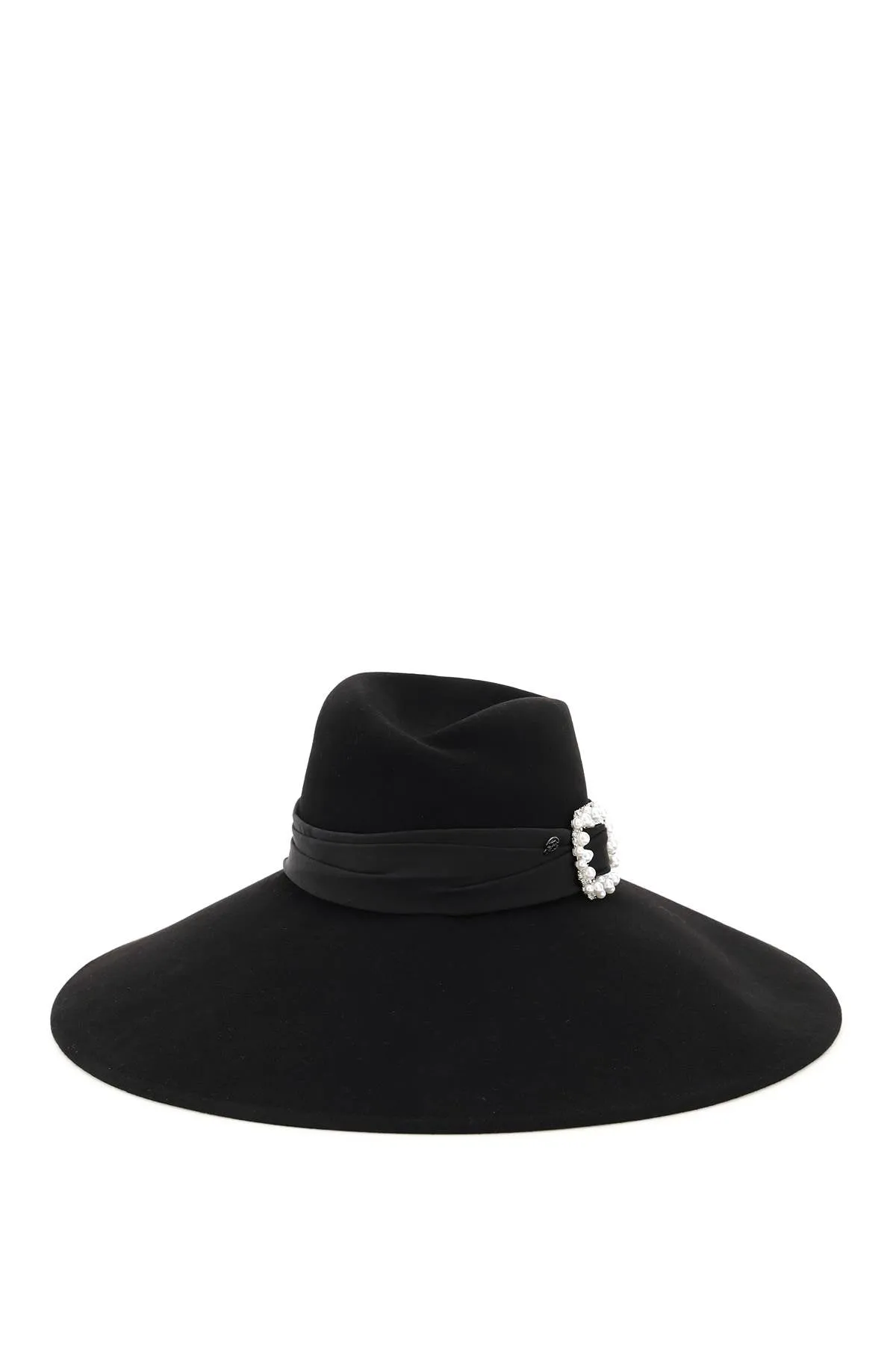 Maison Michel Embellished Buckle Wide-Brim Hat