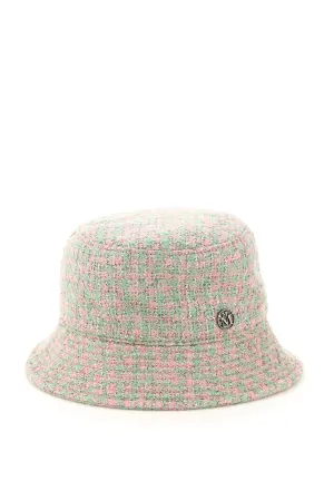 Maison Michel Logo Plaque Tweed Bucket Hat