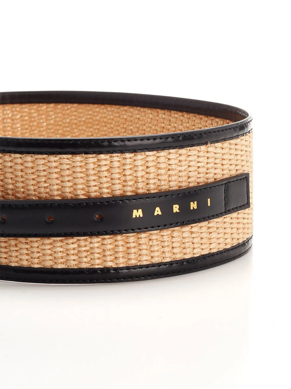Marni Woven Raffia Logo Detailed Belt