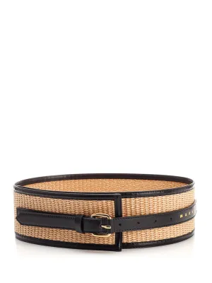 Marni Woven Raffia Logo Detailed Belt