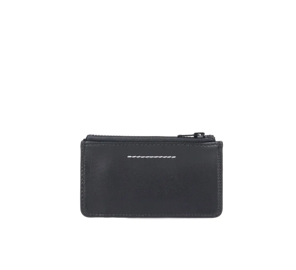 MM6 Maison Margiela Logo Embossed Zipped Wallet
