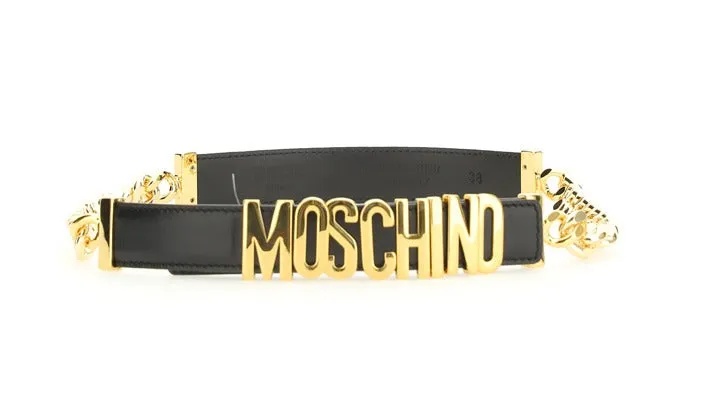 Moschino Lettering Logo Chain Detailed Belt