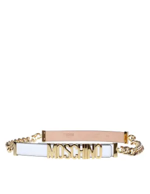 Moschino Lettering Logo Chain Detailed Belt