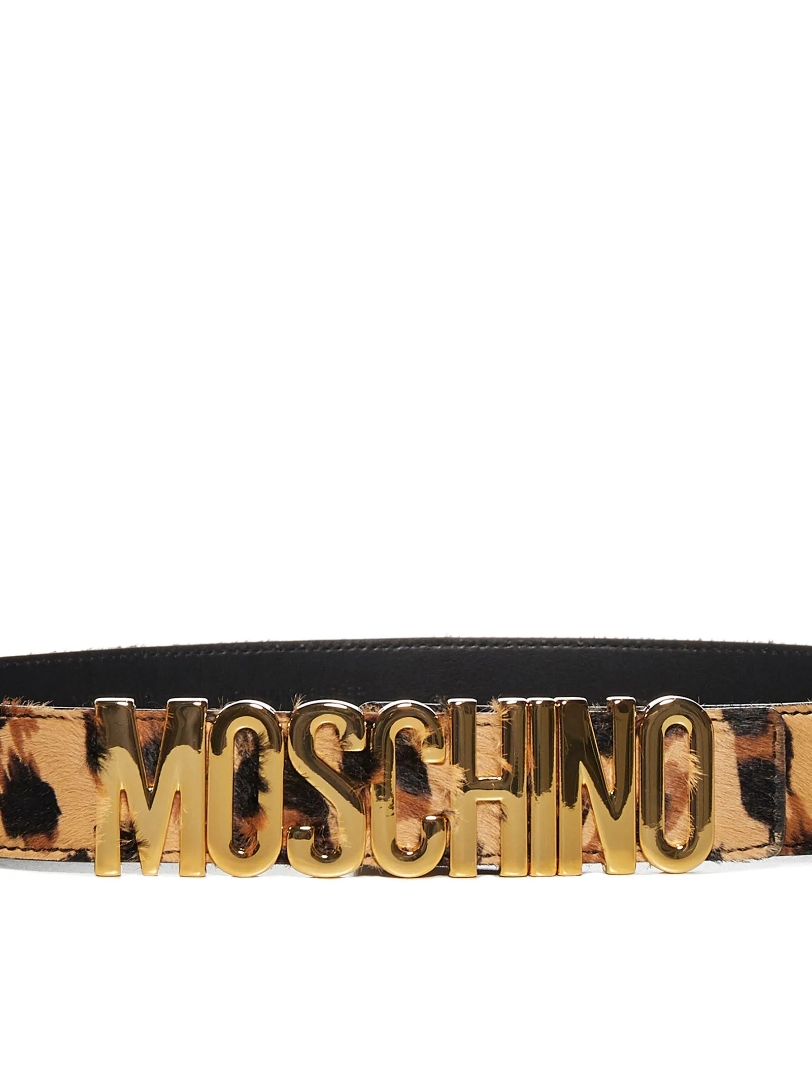 Moschino Logo Plaque Animal Print Belt