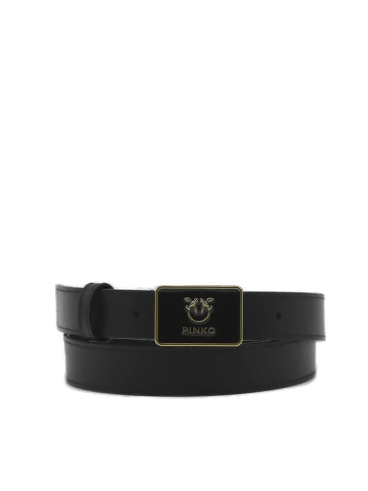 Pinko Love Logo Plaque Buckled Belt