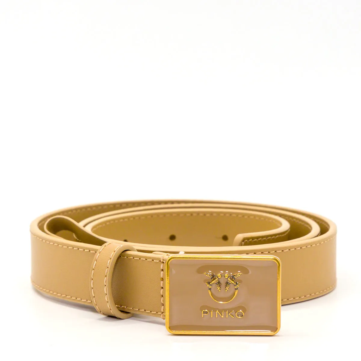 Pinko Love Logo Plaque Buckled Belt