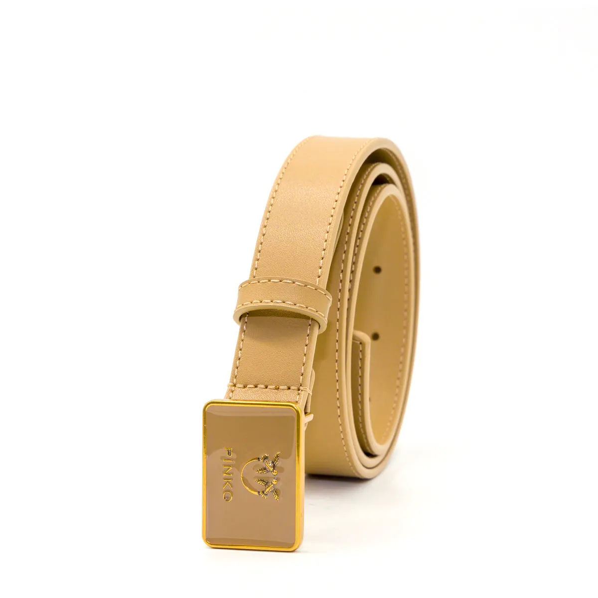 Pinko Love Logo Plaque Buckled Belt