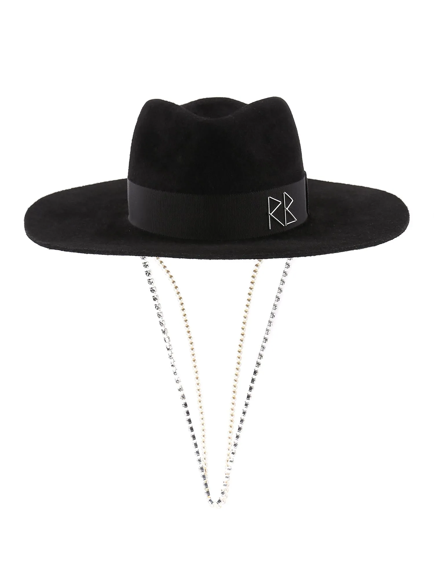 Ruslan Baginskiy Crystal And Pearl Strap Fedora Hat