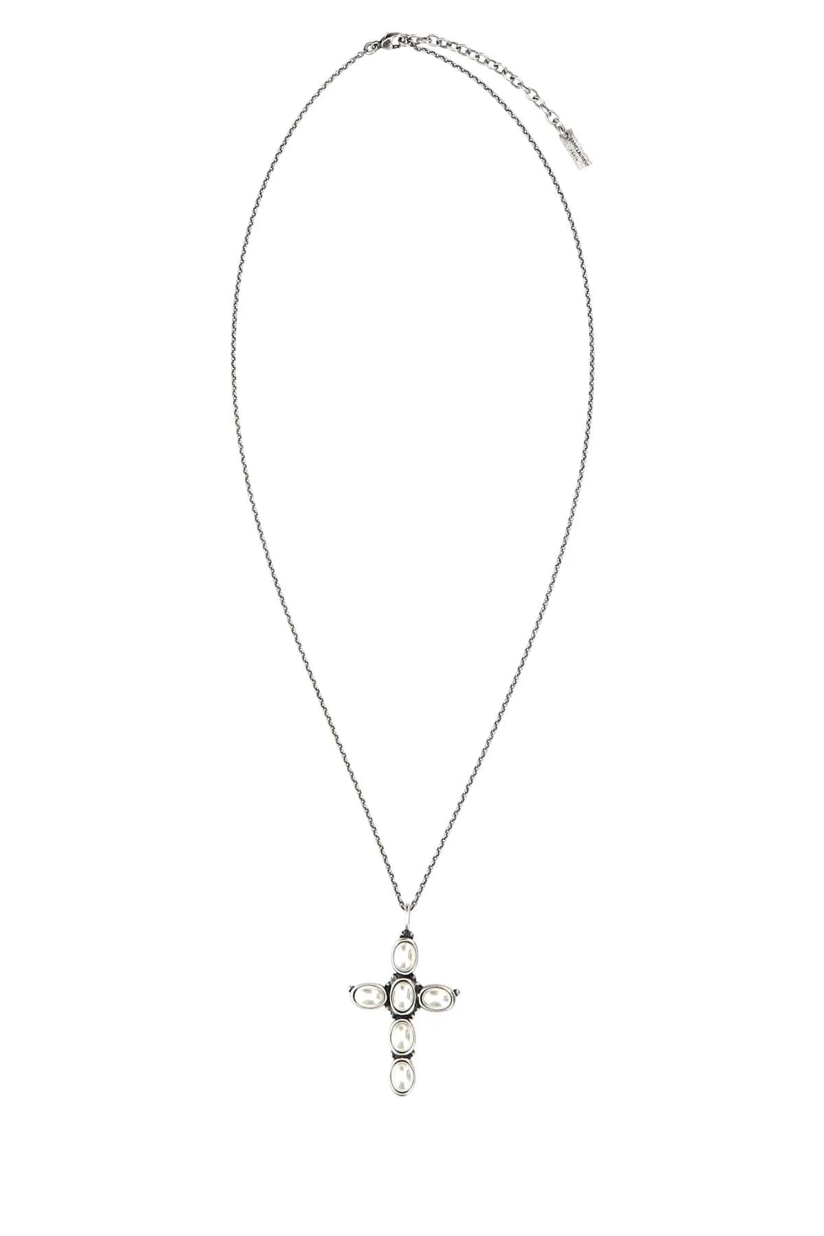 Saint Laurent Cross Pendant Chain-Link Necklace