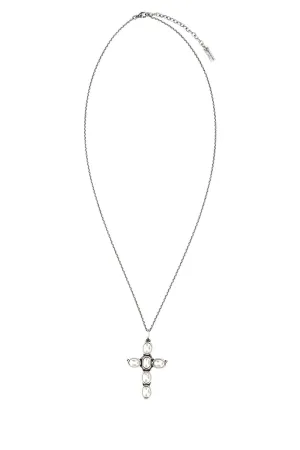 Saint Laurent Cross Pendant Chain-Link Necklace