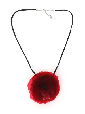 Saint Laurent Floral Pendant Clasp Fastened Necklace