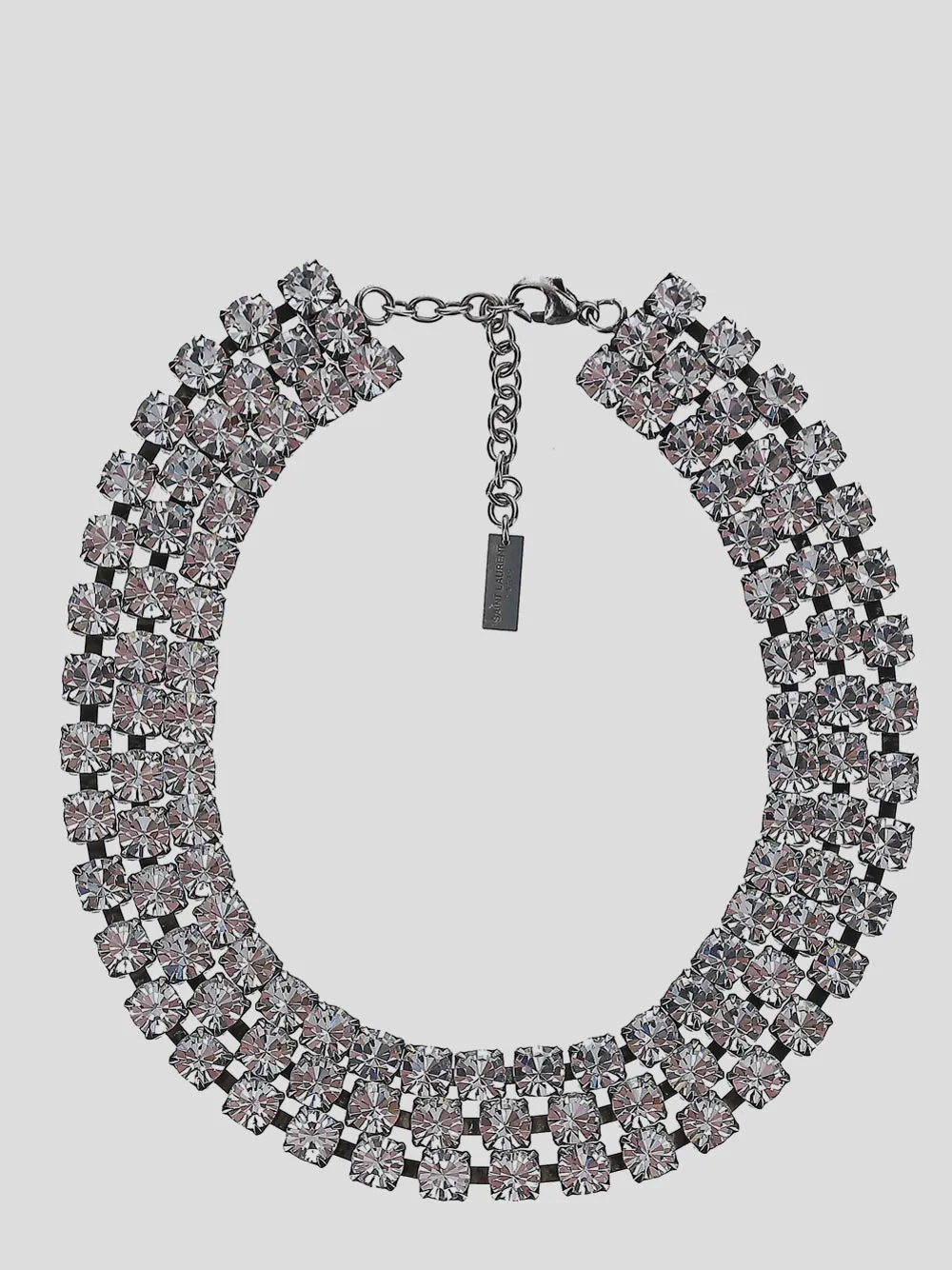 Saint Laurent Logo Plaque Embellished Necklace
