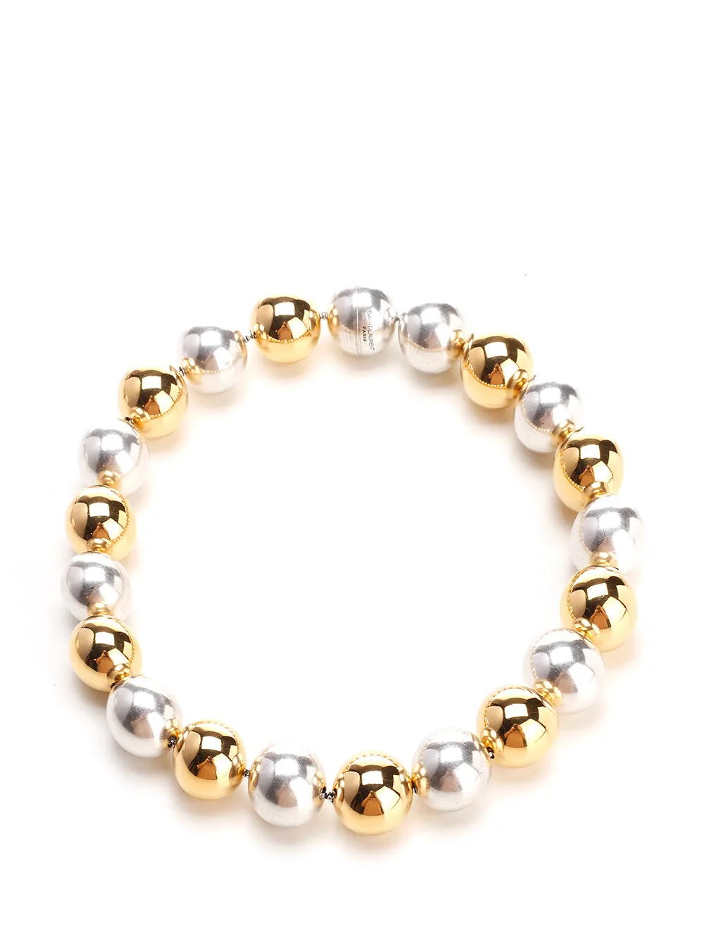 Saint Laurent Oversized Metal Pearl Necklace