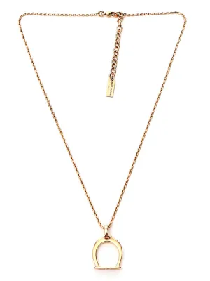 Saint Laurent Stirrup Pendant Logo Engraved Necklace