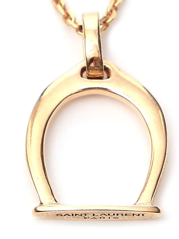 Saint Laurent Stirrup Pendant Logo Engraved Necklace
